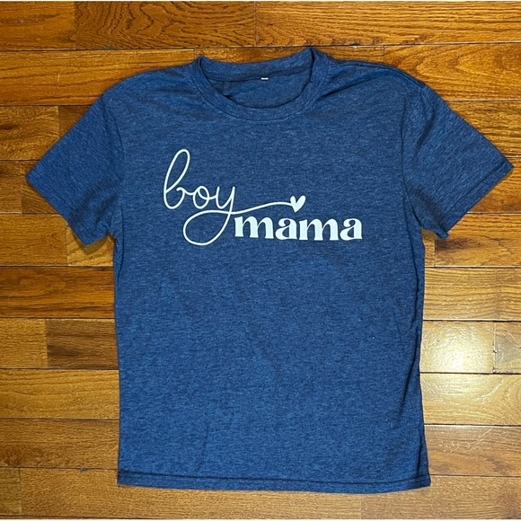Tops - Dark Heather Blue Boy Mama Graphic T-Shirt Women's Medium